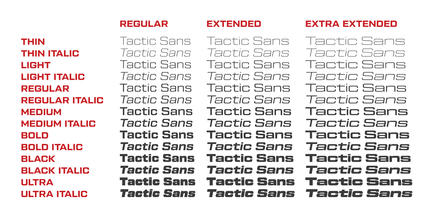 Beispiel einer Tactic Sans Medium Italic-Schriftart